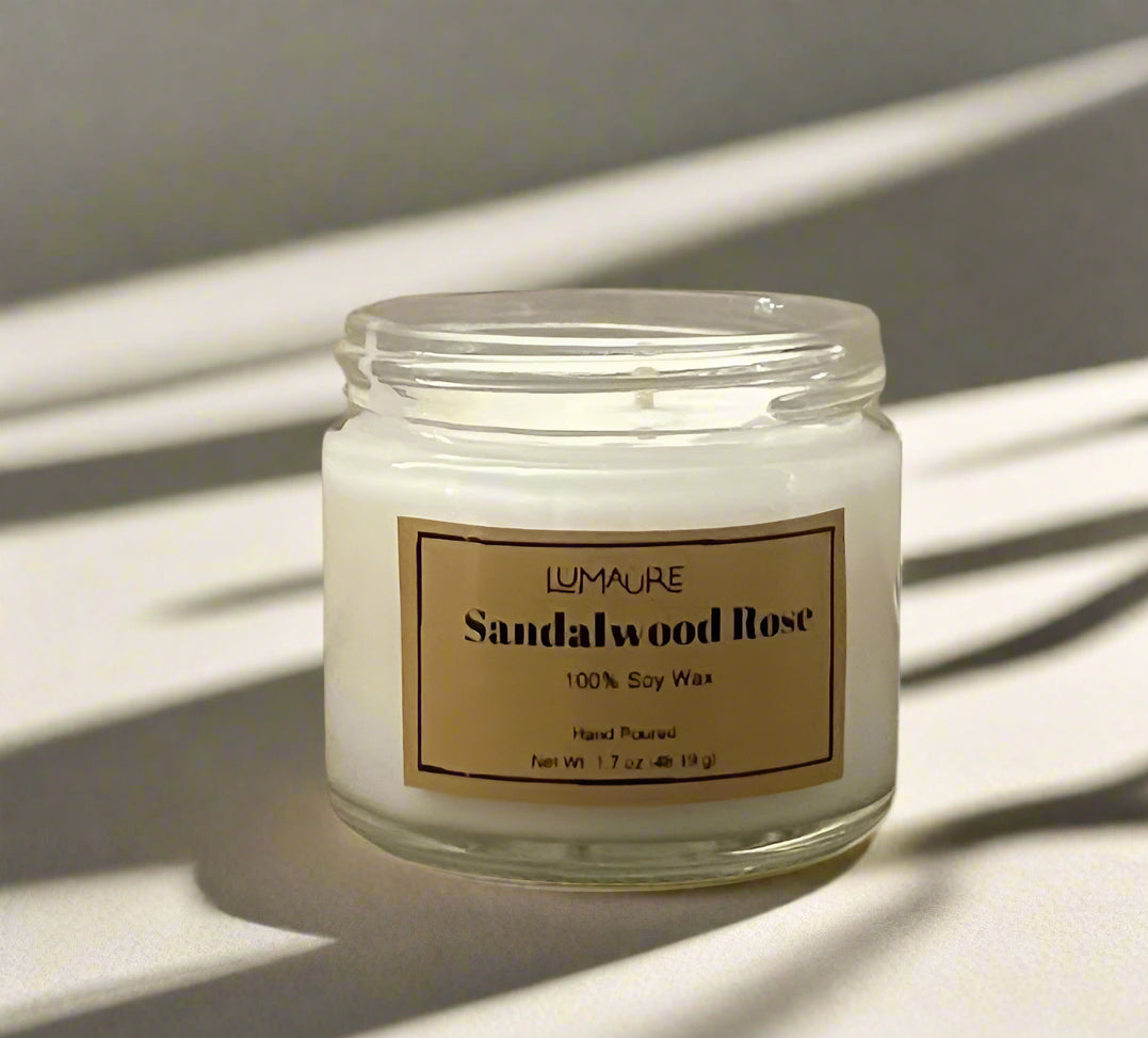 Lumaure Sandalwood Rose 1.7 oz mini coconut-soy candle